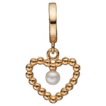 Christina Buble Pearl Love forgyldte sølv kugle hjerte med hvid ferskvands perle, model 610-G59 købes hos Guldsmykket.dk her